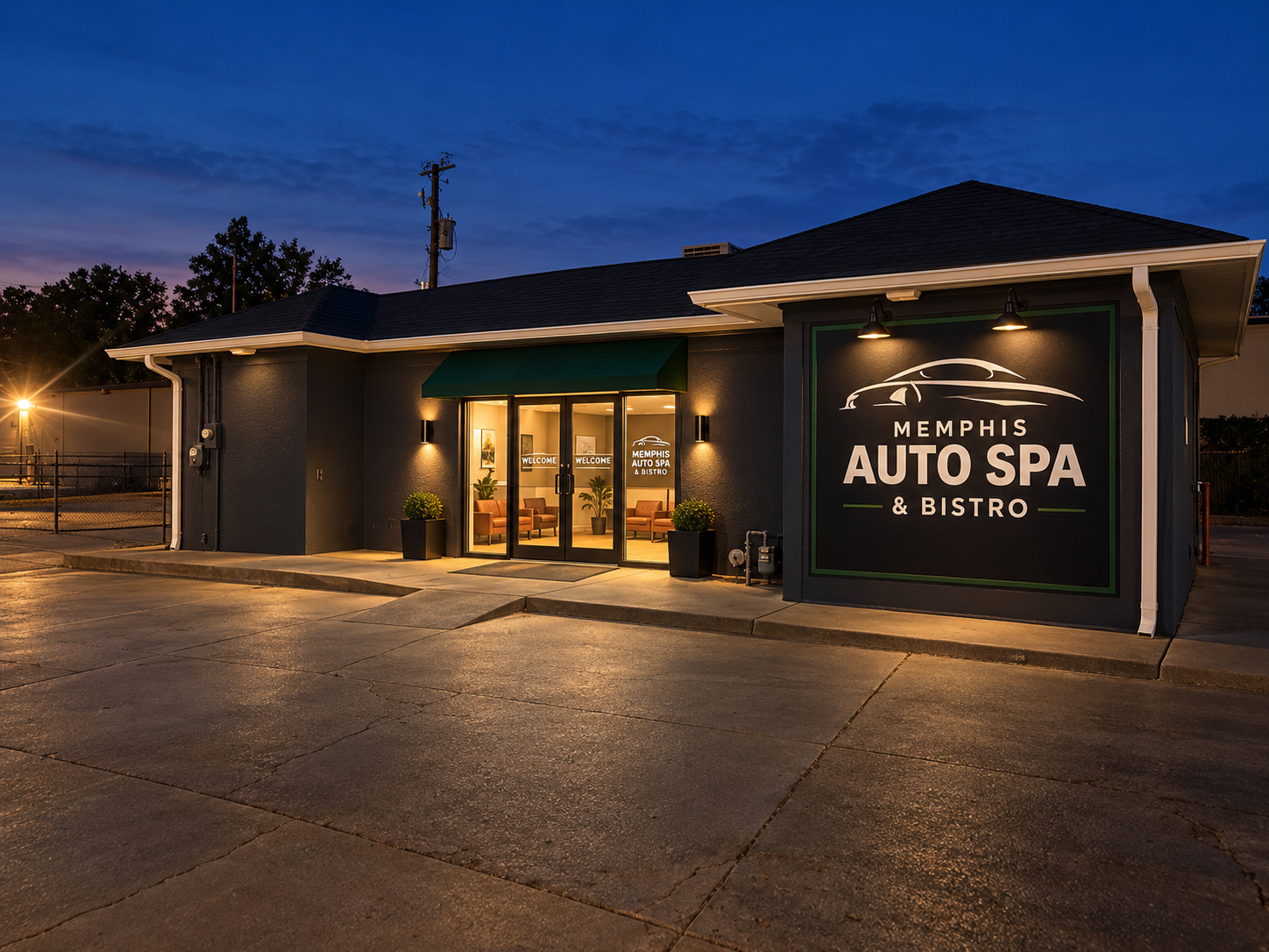 Memphis Auto Spa and Bistro exterior design concept